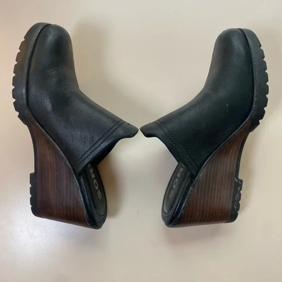 Sorel | Size 6.5 After Hours Black Wedge Leather Mule - Picture 5 of 7